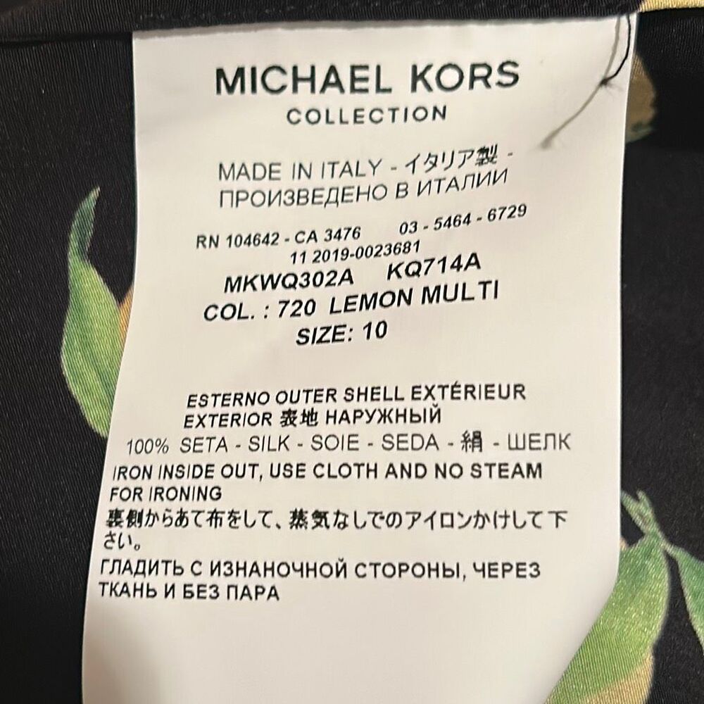 Michael Kors Collection Sz 10 Lemon Print Button Blouse Silk Italian Euro Summer - Picture 9 of 9